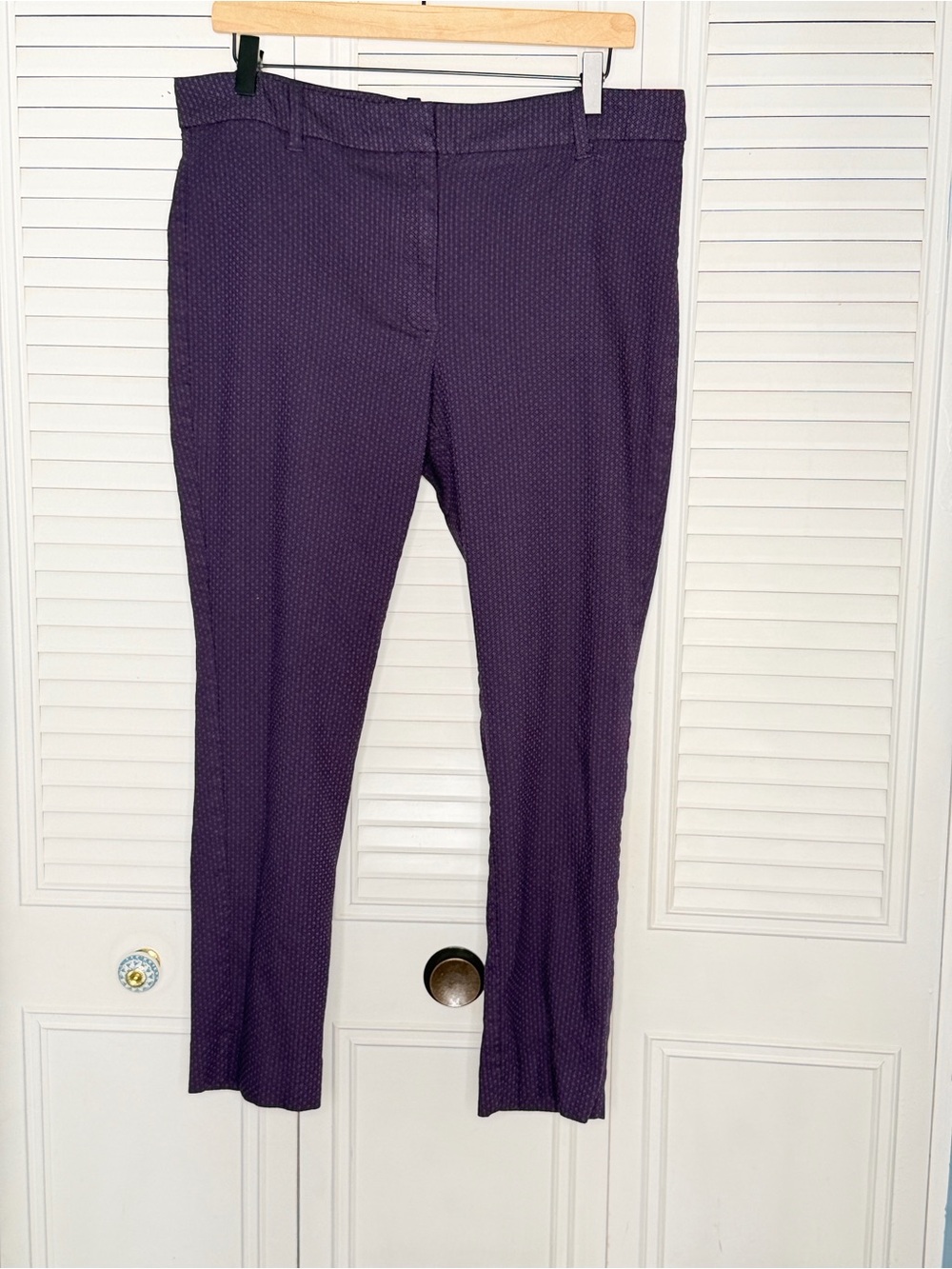 White House Black Market Elle Slim Ankle Pants Purple Jacquard Dress Pants 14